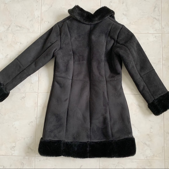 Black Winter Coat Faux Leather & Fur - Picture 4 of 6